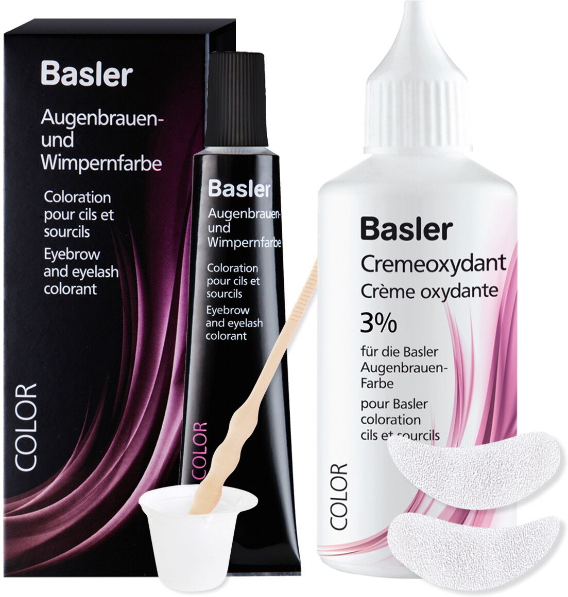 basler eyebrow color Set (Farbe 15ml + Entwickler 75ml + Wimpernblättchen 100Stück)