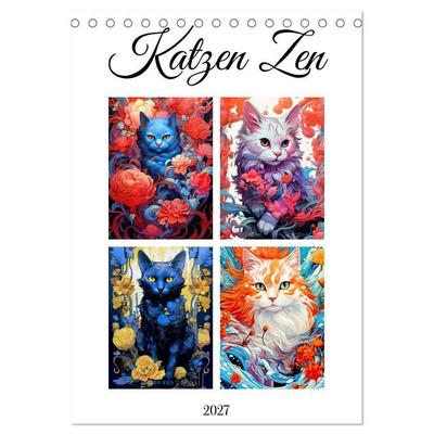 Katzen Zen (Tischkalender 2027 DIN A5 hoch), CALVENDO Monatskalender