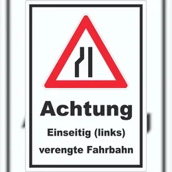 HB-Druck Aufkleber Achtung Verengte Fahrbahn links A1 (594x841mm)