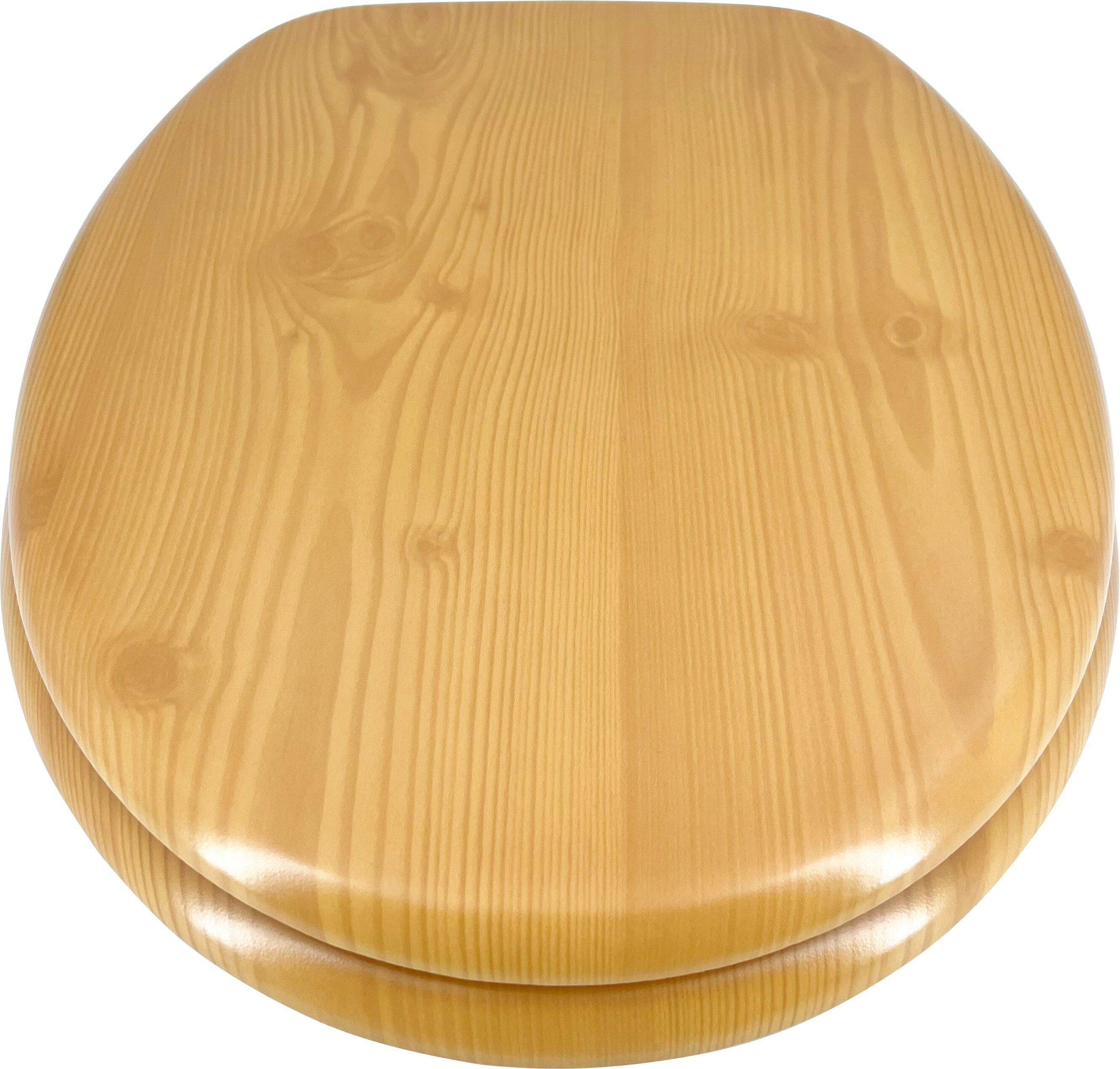 WC-Sitz ADOB, beige (kieferfarben), B:37,5cm L:44,5cm, MDF - Mitteldichte Holzfaserplatte, WC-Sitze, WC-Sitz, äusserst stabil, Messing verchromte Scharniere kieferfarben Einheitsgröße