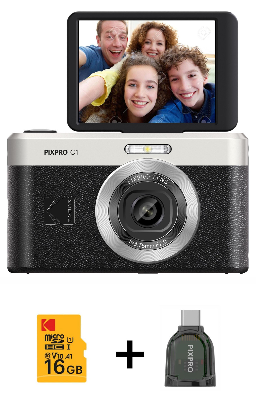 Kodak PIXPRO C1 digitale camera met 13 megapixel en Full HD, zwart