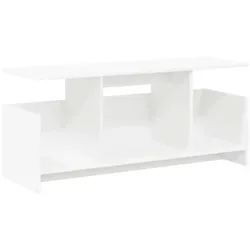 Helloshop26 - Moderner rechteckiger TV-Ständer mit Stauraum 102 x 35 x 45 cm weißes Holzwerkstoff