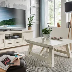 Massivholz »History Pine« Couchtisch A-Framed Pinienholz, white-wash-finish / B 90 x H 45 x T 90 cm
