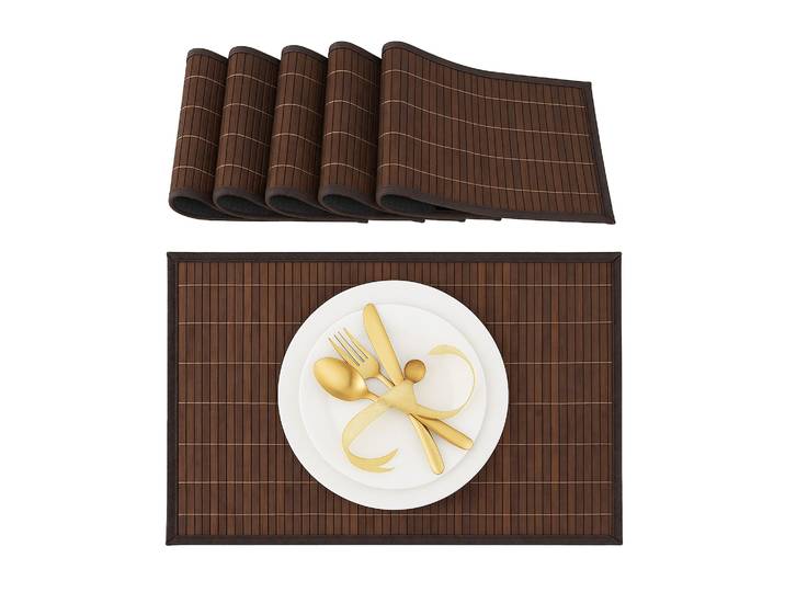 Tischset 6er-Set Bambus Braun-Schwarz