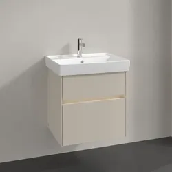 Villeroy und Boch Collaro Waschtischunterschrank C008B0VN 55,4x54,6x44,4cm, Waschbecken mittig, LED-Beleuchtung, cashmere grey