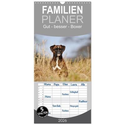 Familienplaner 2026 - Gut - besser - Boxer mit 5 Spalten (Wandkalender, 21 x 45 cm) CALVENDO