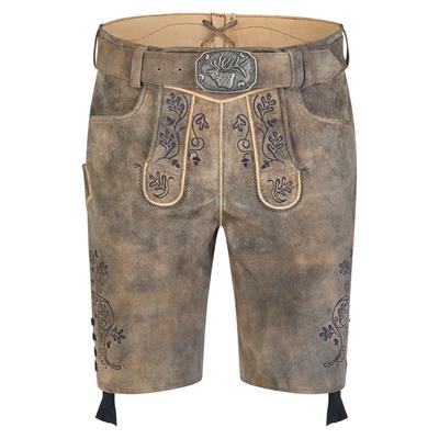 Lederhose SPIETH & WENSKY "Spieth & Wensky Lederhose Kandersteg", Herren, Gr. 53 Herren, N-Gr, braun (walzer, st blau), Obermaterial: 100% Lammleder LEL., uni, regular fit, Hosen, mit passendem Gürtel