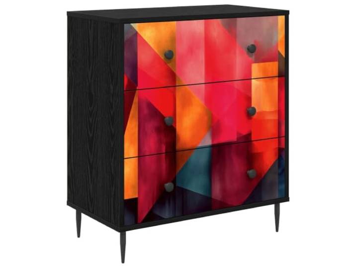 Heofavd Kommode mit 3 Schubladen 66x36,5x76 cm Schwarz Eichen-Optik