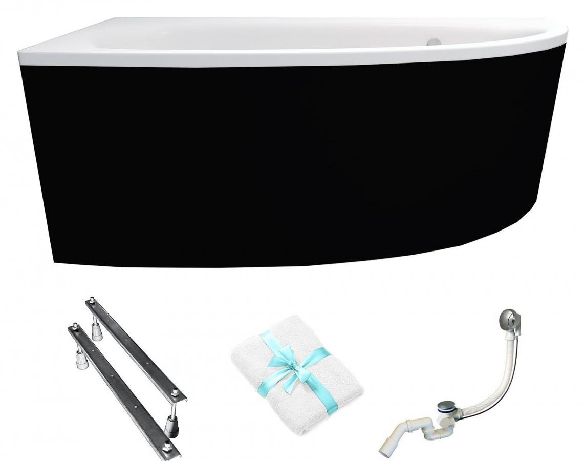 Aqua For You | Besco Badewanne - 150x100cm - Asymmetrische Form - mit Verkleidung - mit Siphon - mit Beinen - Antibakterielle Beschichtung