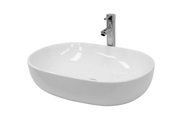 LuxeBath Waschbecken, Weiß, Keramik, 42x14.5x60 cm, Badezimmer, Waschbecken & Armaturen, Waschbecken