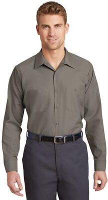 Red Kap SB12 Long Sleeve Striped Industrial Work Shirt in Grey size SR   Polyester Blend CS10, SP10