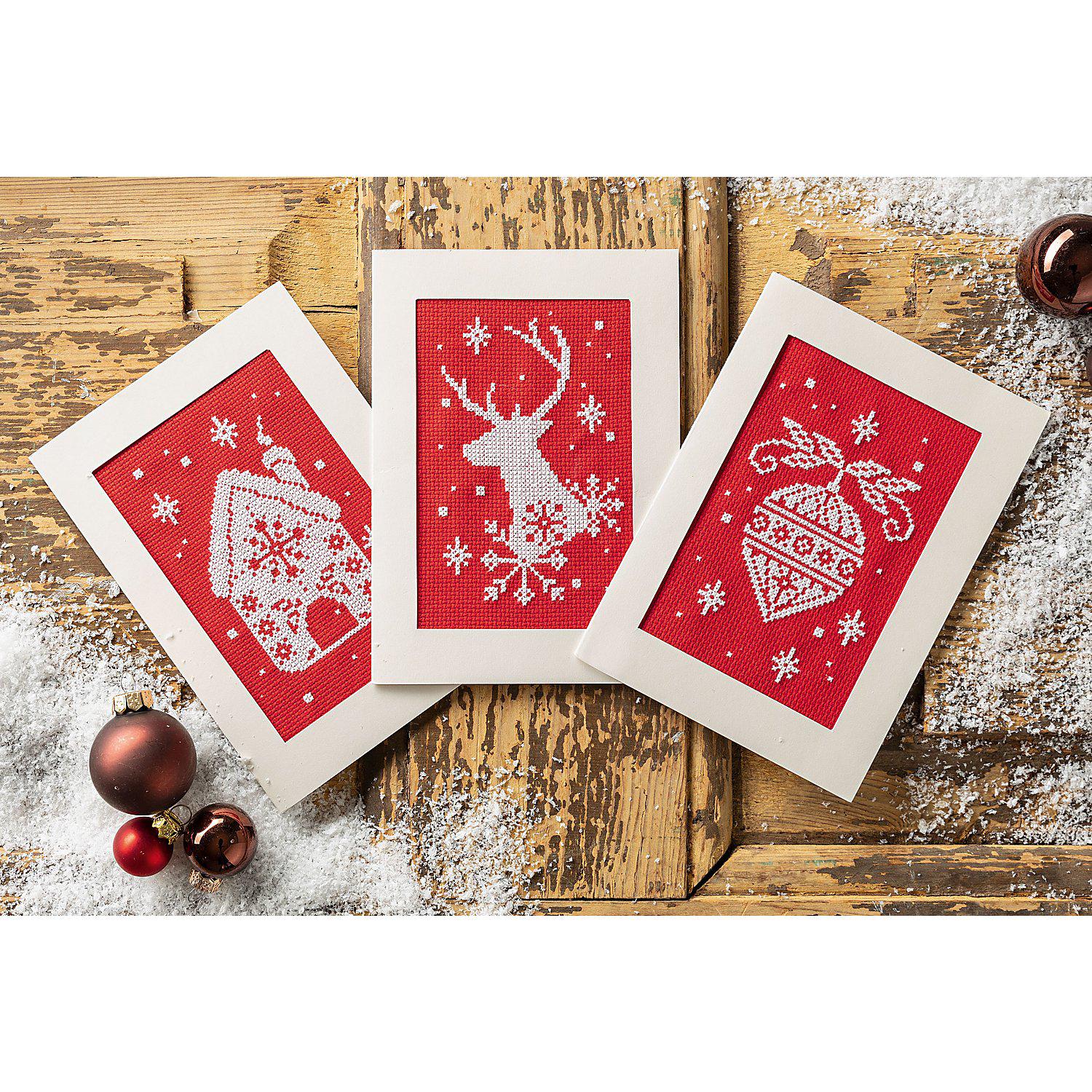 Grußkarten "X-Mas rot-weiß", 3er-Set
