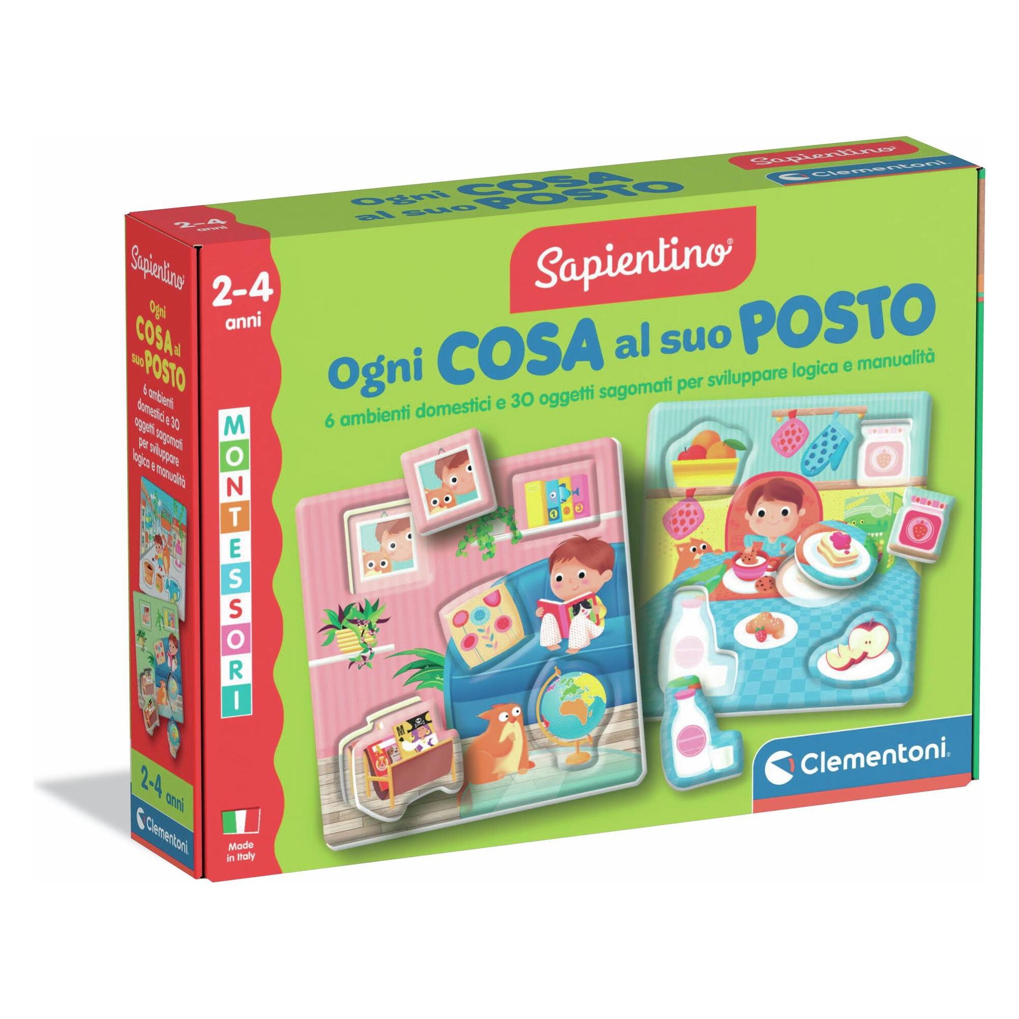 Clementoni Sapientino Tutto al suo posto - gioco 2 anni, Flashcards Montessori, Lernkarten mit Ste (Italienisch, 2 - 4 Jahre) (16866)