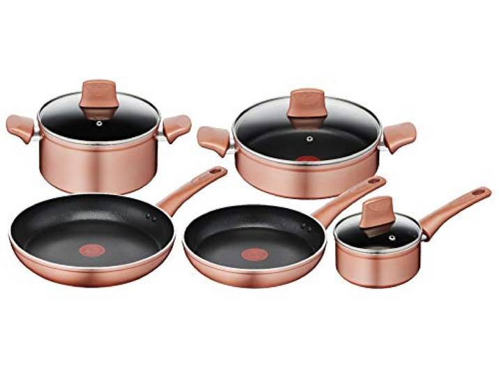Lagostina 010255600008 Ramata Antihaftbeschichtetes Kochgeschirr-Set, Aluminium, Kupferfarben