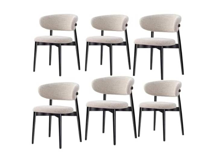 Moderne Massivholz-Essstühle mit Bouclé-Polsterung, 2er-Set (C, 6PCS)
