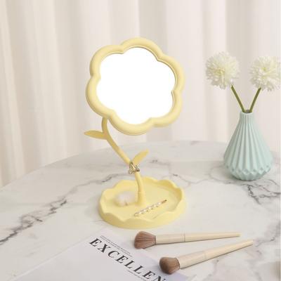 Fusion Finds Sunflower Makeup Mirror With Storage Tray 360 Swivel Vanity Mirror For Bedroom & Dressing Table yellow