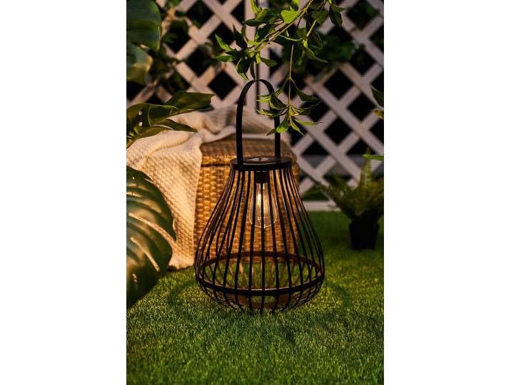 Solar-Laterne Sunshine Spark 30 x 34 x 30cm Schwarz Bambus Teilmassiv, naturbelassen LED LED-Platine