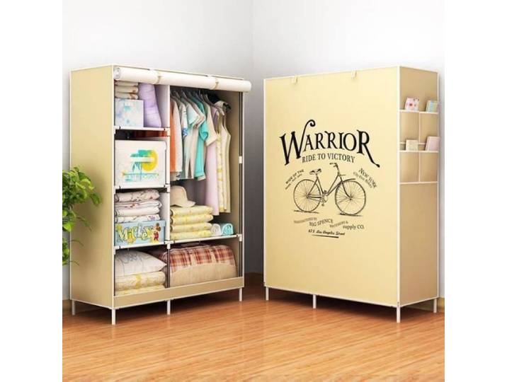 Armoire de Chambre Portable Garde-robe Armoire de Rangement en Tissu Intissé Penderie Dressing Vêtements Jaune 170x105x45cm