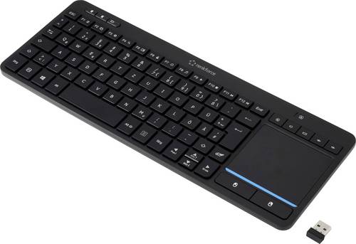 Renkforce RF-WLTKB-300 Kabellos Tastatur Deutsch, QWERTZ Schwarz Integriertes Touchpad