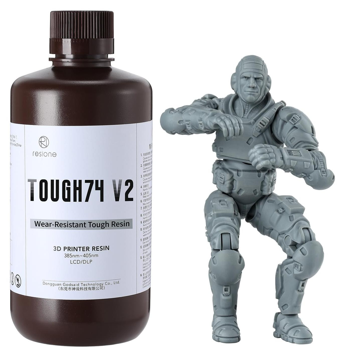 Dripio Tough74 V2 ABS-achtige hars voor 3D-printers, grijs, 1 kg