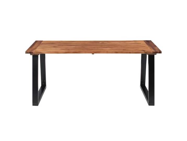 GPUTYGHN Esstisch Massivholz Akazie 180 x 90 cm Industrie-Stil, U-förmige Metallbeine, pulverbeschichtet, Esszimmer, Küche, natürliche Holzkante, stabil, langlebig
