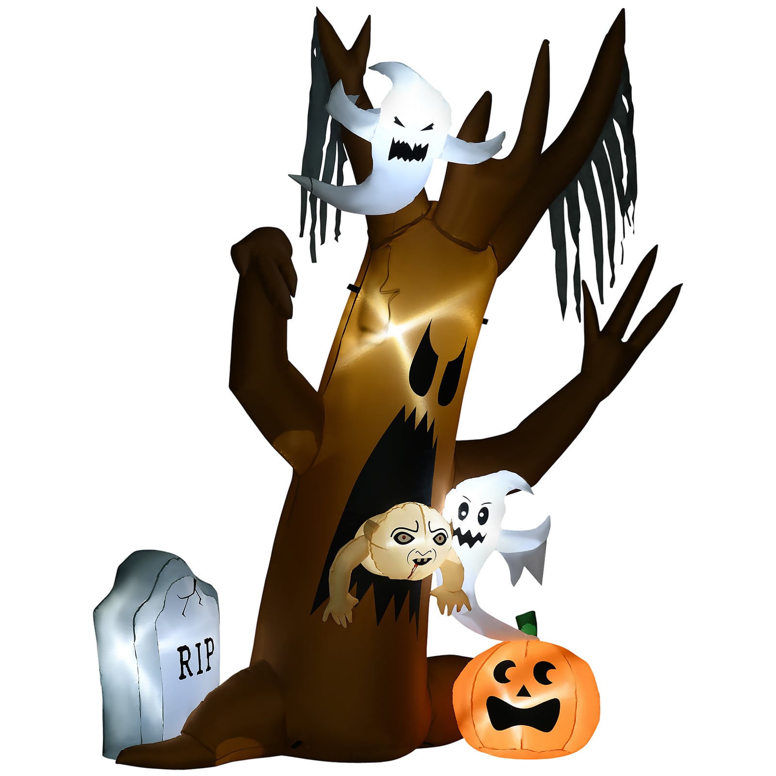 HOMCOM Zelfopblaasbare Halloween Spookboom met LED-verlichting, 2,40 m