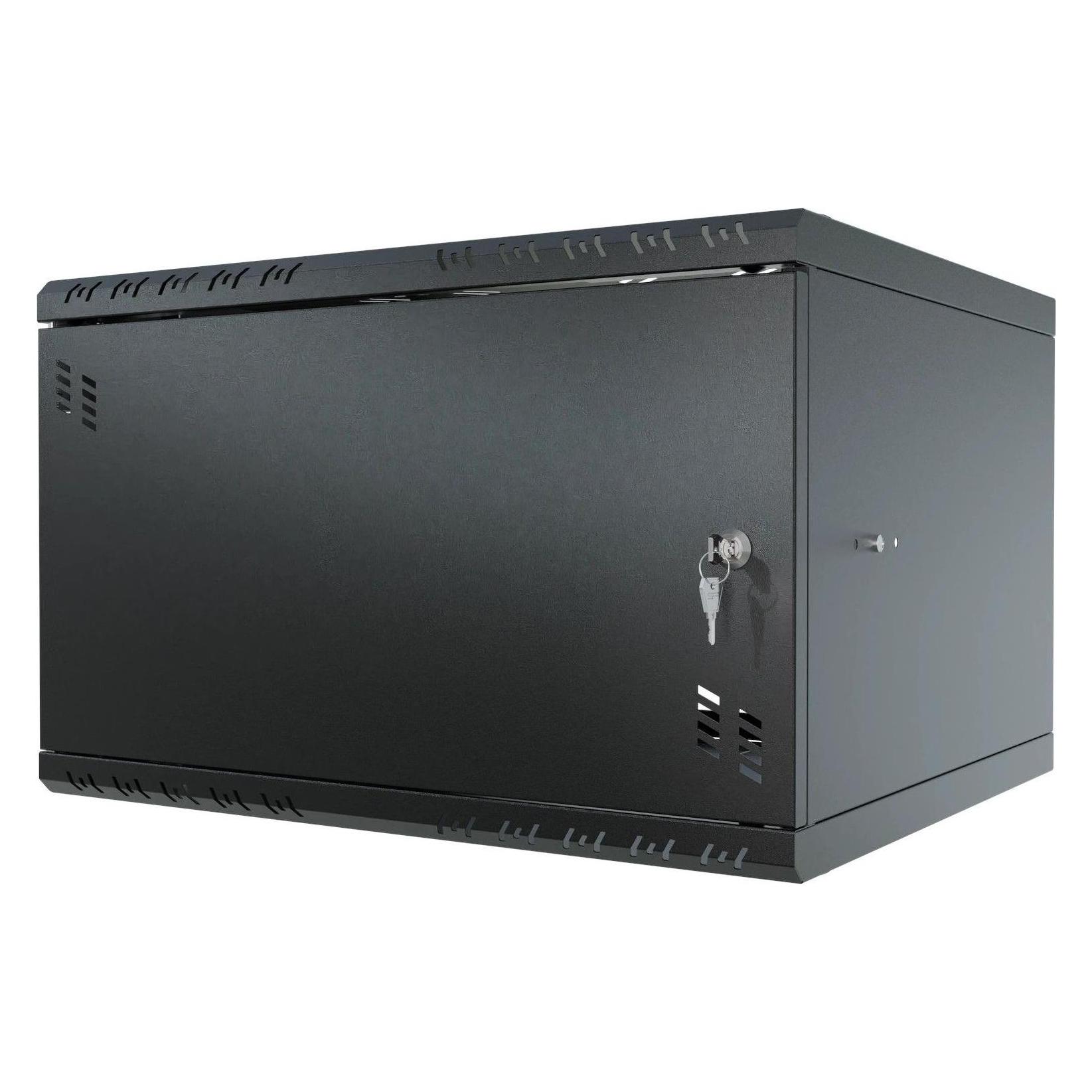 Stalflex Rack Cabinet 19" 6U, 450mm, Metal Door, Black S-RC19-6U-450MB (6 HE, 19 Zoll Rack) (S-RC19-6U-450MB)