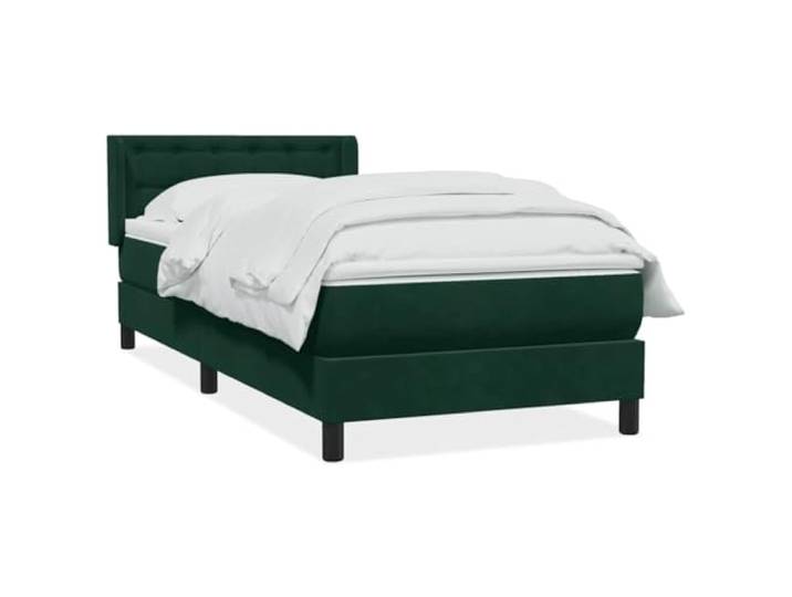 hliofuir Boxspringbett mit Matratze 80x220cm Samt Bett Dunkelgrün Set Komplettes 4-teiliges Schlafsystem fürs Schlafzimmer mit verstellbarem Kopfteil, Taschenfederkern und weichem Samtbezug.