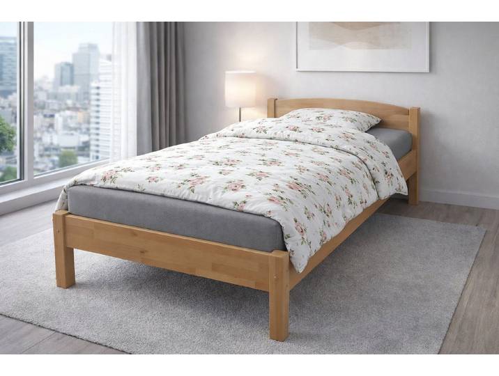 bv-vertrieb Massivholzbett Einzelbett Bett Buche geölt Holzbett 90x200 #2431, Buche massiv geölt