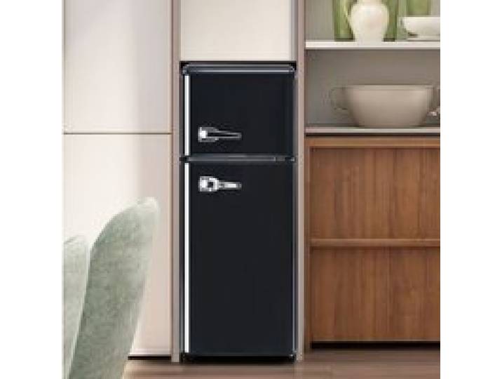 Refrigerateur congelateur retro 2 portes 92 L noir pose libre classe D LED