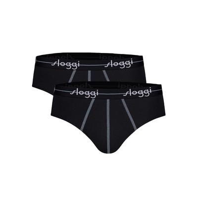 Slip SLOGGI "Slip Start midi C2P box 2er Pack", Herren, Gr. L, schwarz, Obermaterial: 96% Baumwolle CO. 4% Elasthan EL., Unterhosen Slip