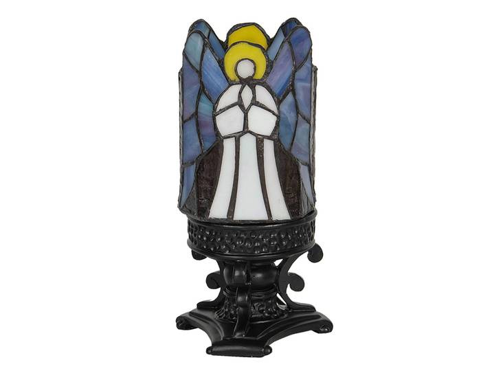 Clayre&Eef Tiffany Tischlampe 5LL-6052, schwarz, für Wohn- / Esszimmer, Kunststoff, Tiffany