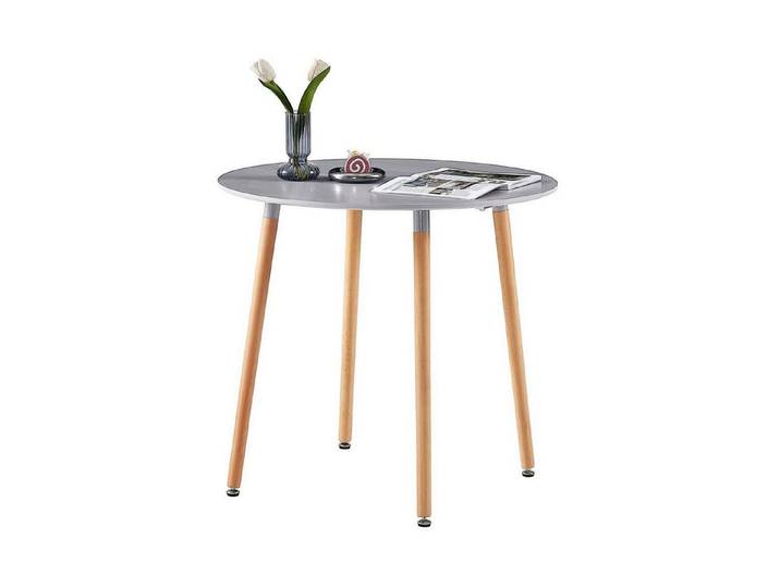 LuxusKollektion Esstisch Esstisch MDF Rund 80 80 72 cm Holz 4 Beine Grau Holz 4 Beine (1-St)