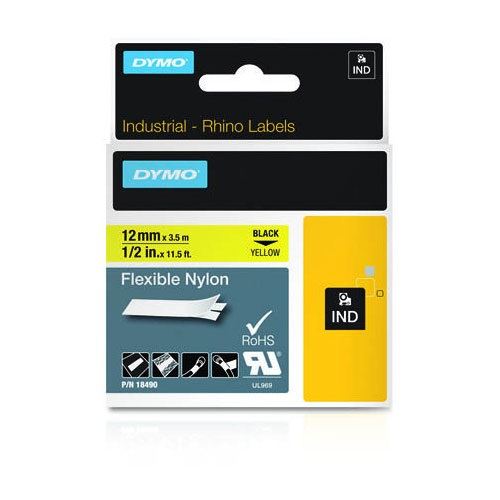 DYMO flexibles Nylonband, Breite: 12 mm, Länge: 3,5 m, gelb