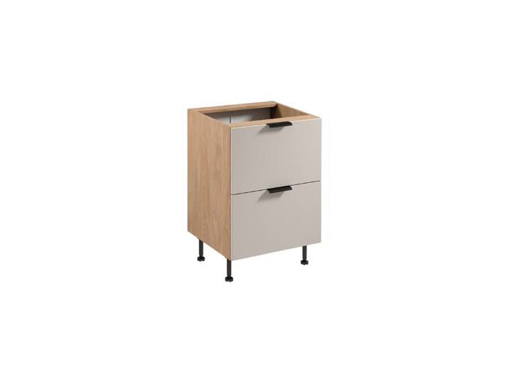 ROYAL24_MARKT Unterschrank - ideal für kleine Küchen. (Unterschrank, 1-St., Premium - Sorento Beige Sonoma Eiche D60S2 AX) Top Stoffe - Exklusiv - Hochwertig.