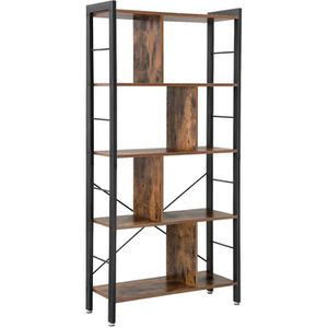 Vasagle Bücherregal LBC12BX, schwarz / vintage braun, aus Metall / Holz, 5 Ebenen, 74 x 154,5 x 30cm