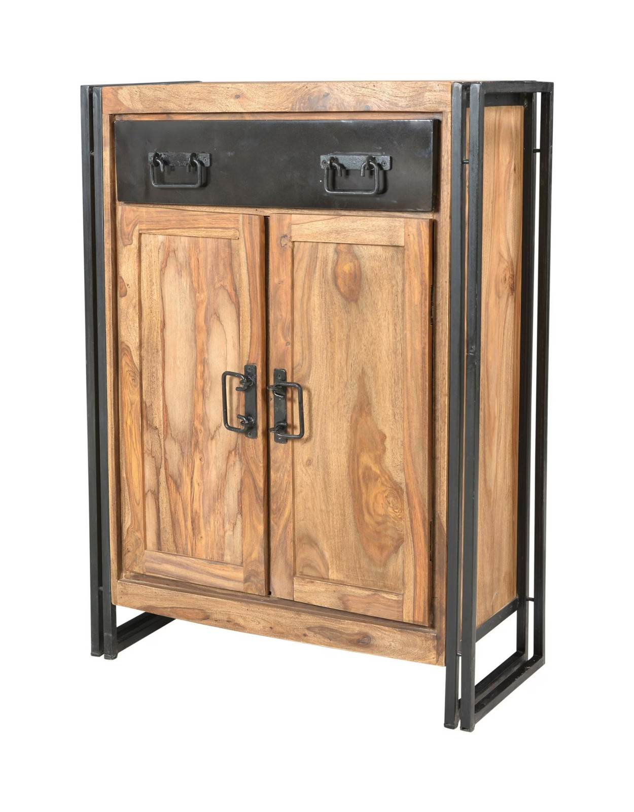 Artistiq Living Panama Hoge kast - Acacia hout en metaal - Bruin/Zwart - B: 110 cm, H: 75 cm