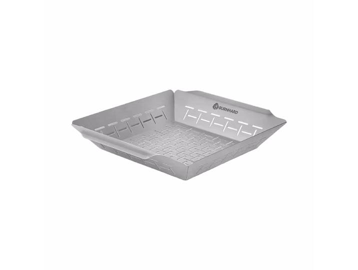 Burnhard Edelstahl Grillkorb [35.5 x 30 x 5.5 cm] – Grillschale/Grillpfanne/Grillgeschirr