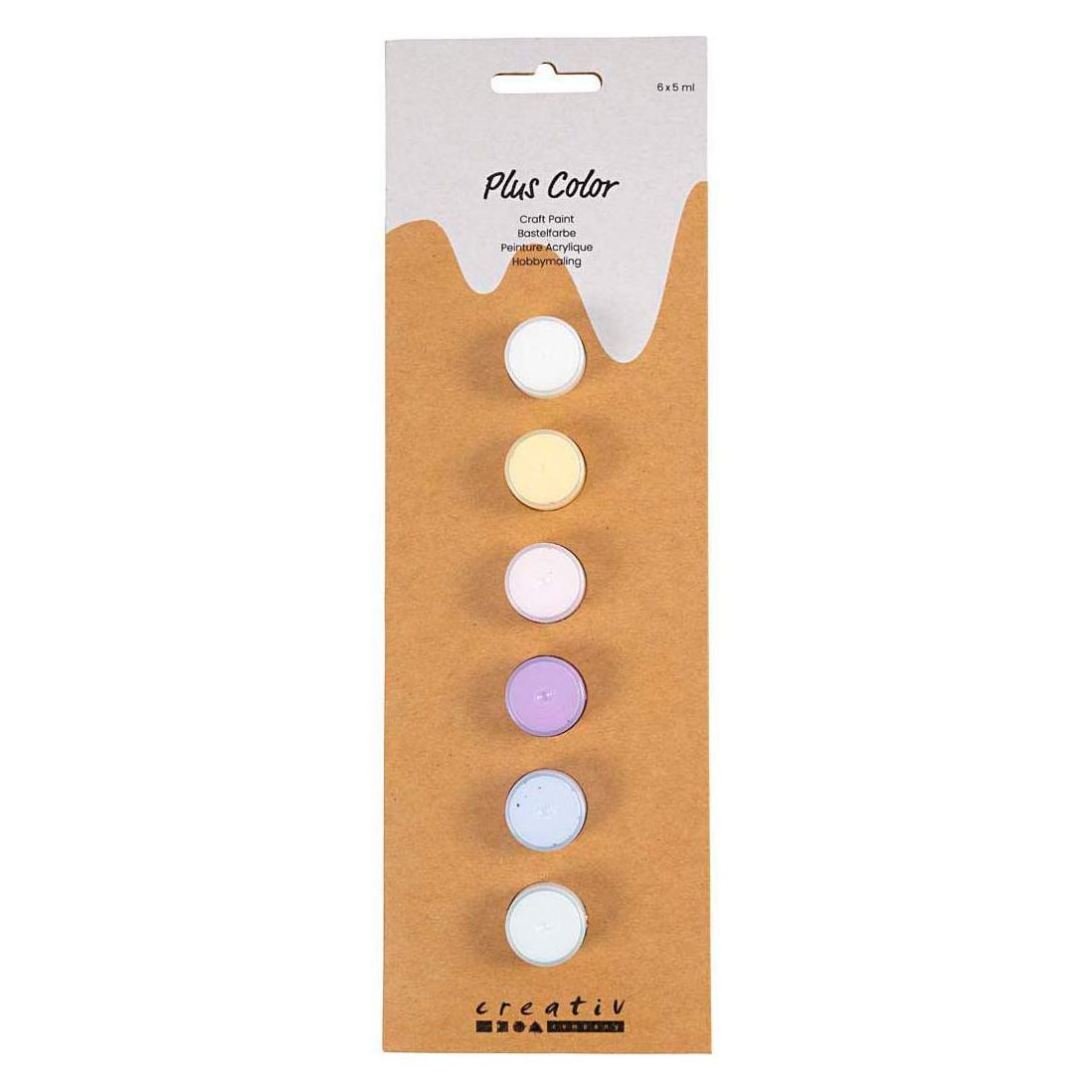Creativ Company Acrylfarbe Hobbyfarbe Plus Color 6 x 5 ml, Pastellfarben (5 ml) (39770)