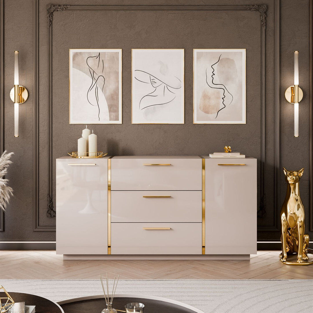 Fairmont Park 158 cm W Sideboard cashmire/ cashmire gloss 81cm H X 158cm W X 41.3cm D