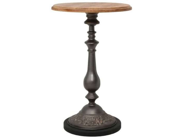 HKGNMBS Couchtisch aus massivem Fichtenholz, 40 x 64 cm, Braun Massives Fichtenholz, MDF und Stahl, Basis 32 cm, runde Tischplatte, lackiert, klassischer Stil, seitlicher Einsatz oder