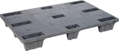 Kunststoff-Mehrweg-Stapelpalette KIGAnesto®, 8 kg, geschlossenes Deck, bis 3500 kg, stapelbar, 100% Recyclingmaterial, ohne Rand, anthrazit