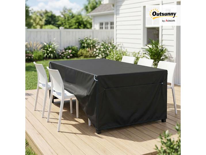 Outsunny Housse Salon Jardin 180x120x74cm Oxford Noir Imperméable
