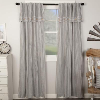 VHC Brands Farmhouse Ticking Gray Panel Set of 2