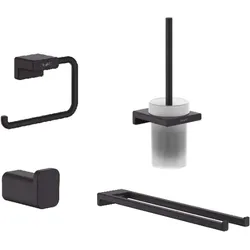 hansgrohe AddStoris Bad Accessoires Set schwarz matt, Handtuchhalter, Haken, Bürstengarnitur, Papierhalter