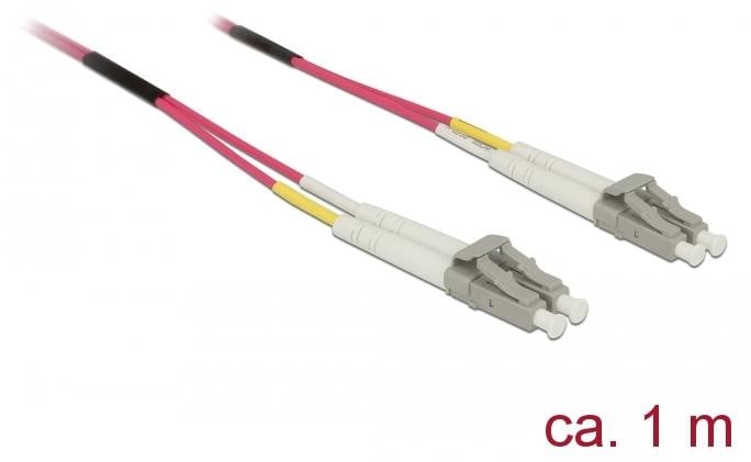 Delock Netwerkkabel LC multimode naar LC multimode, 1 meter, Glasvezel, 50/125 micrometer, OM4, Paars