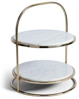 Zodax Elegant Round Marble and Metal 2-Tier Cake Stand