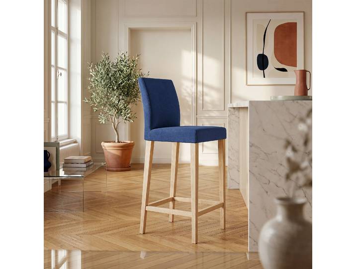 HABITAT - Tabouret haut de bar en tissu - Bleu - Eleonora