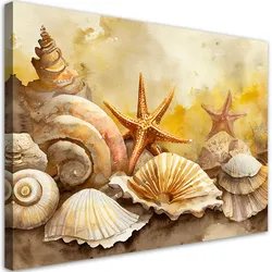 LEINWANDBILD Muscheln und Seesterne gemalt 100x70cm