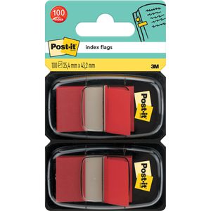Post-it Haftmarker Index, 680-RD2, transparent, Folie, beschriftbar, 2x 50 Streifen, rot
